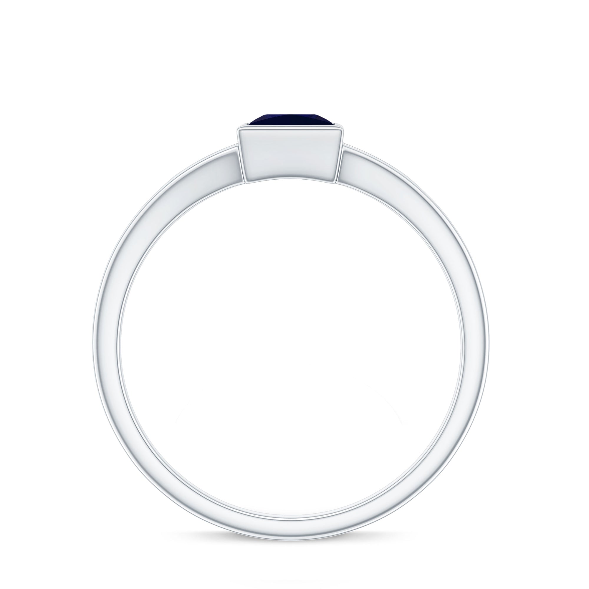Princess Cut 4MM Blue Sapphire Solitaire Promise Ring in Split Shank