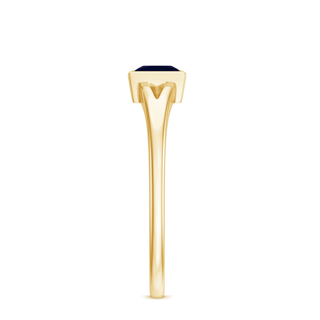Princess Cut 4MM Blue Sapphire Solitaire Promise Ring in Split Shank