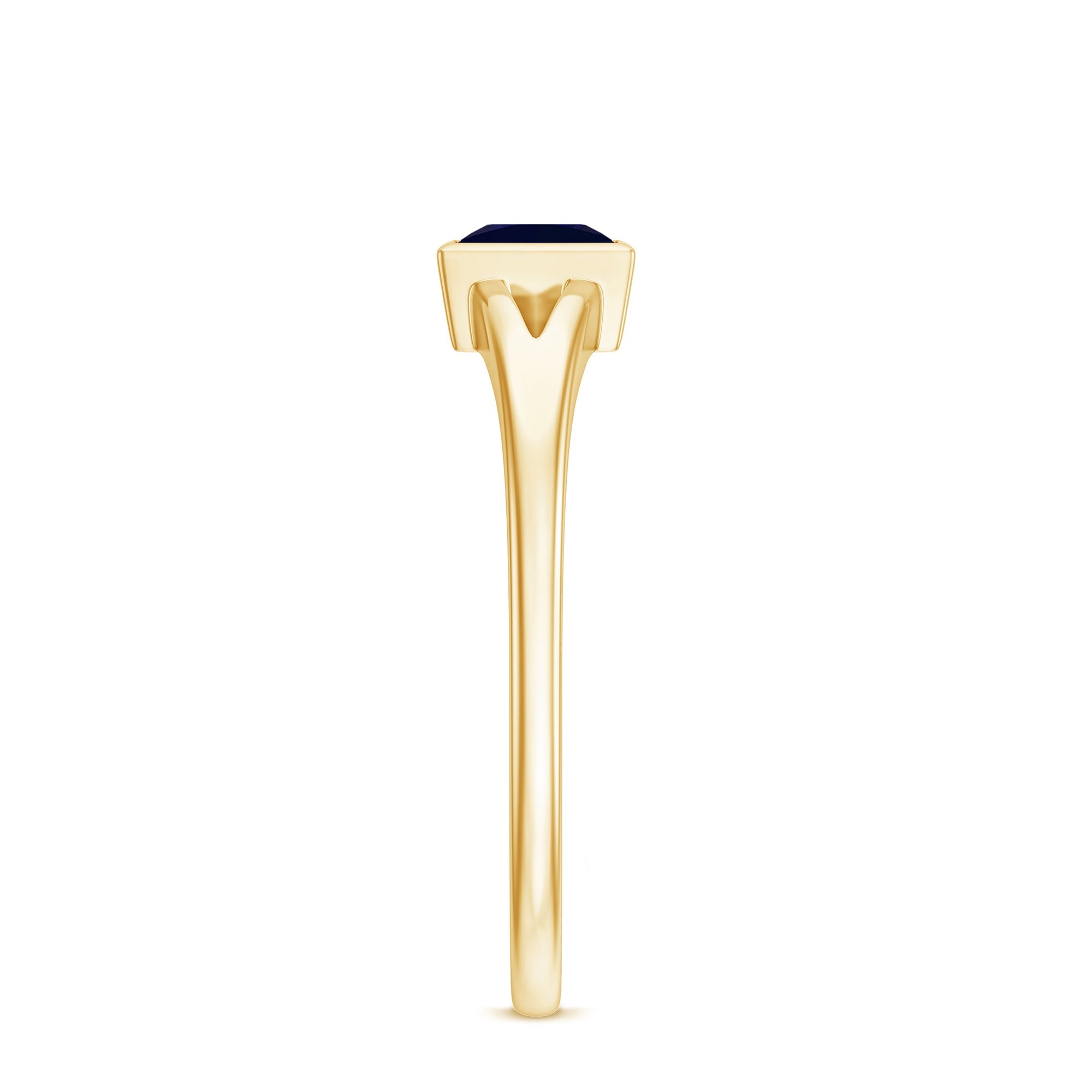 Princess Cut 4MM Blue Sapphire Solitaire Promise Ring in Split Shank