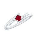 Natural Ruby Promise Ring with Diamond Bypass Shank