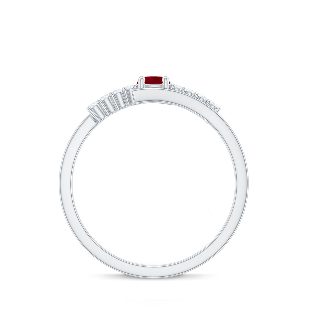 Natural Ruby Promise Ring with Diamond Bypass Shank