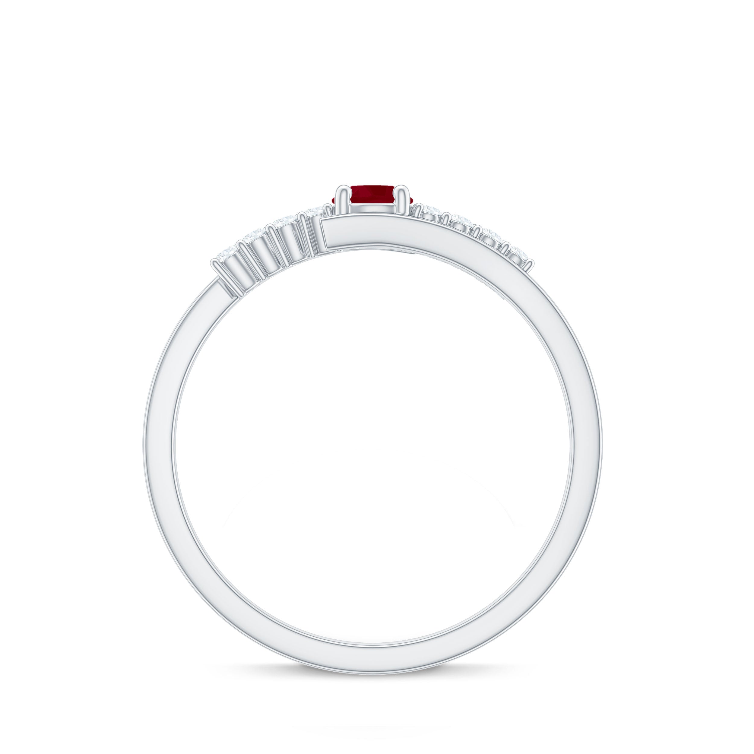Natural Ruby Promise Ring with Diamond Bypass Shank