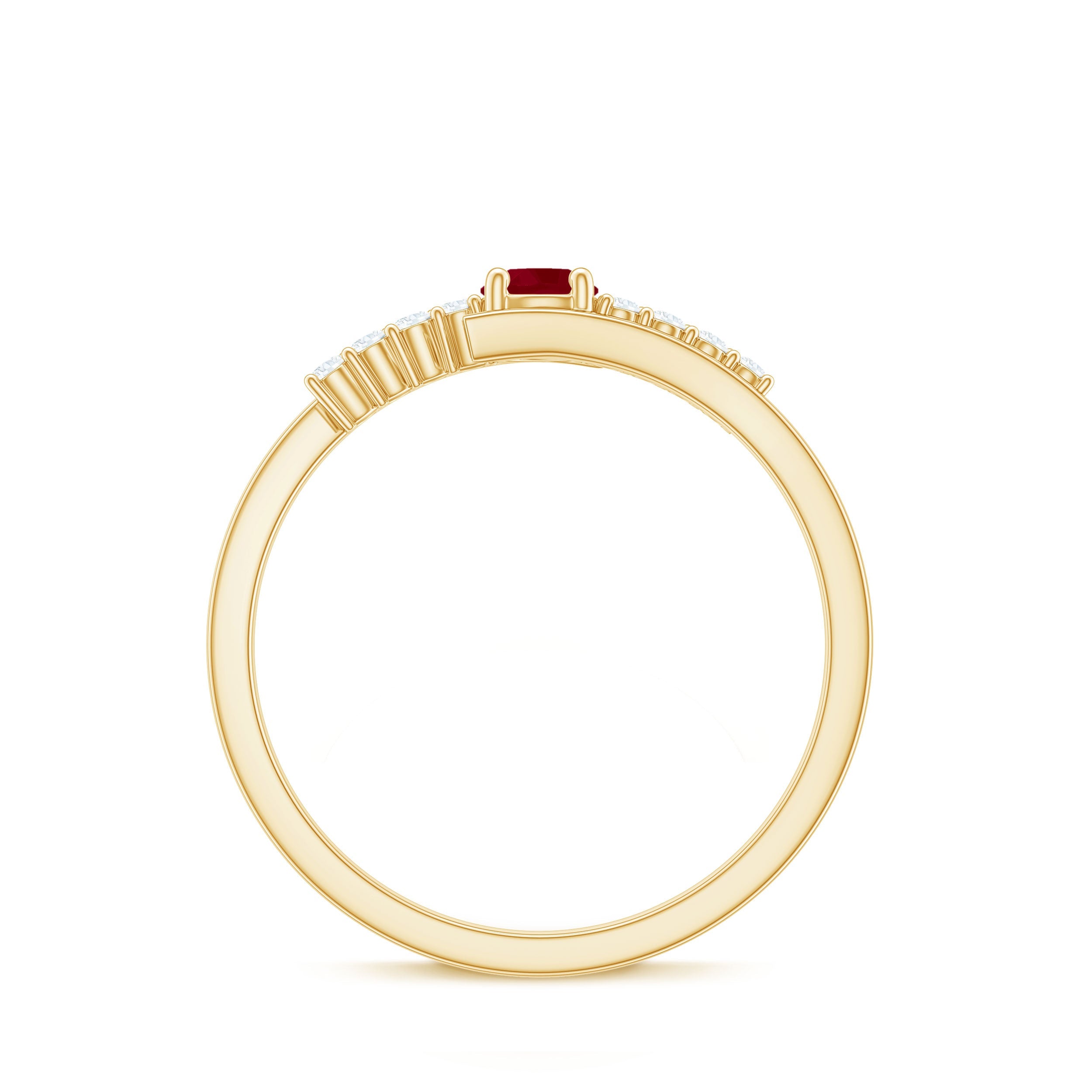 Natural Ruby Promise Ring with Diamond Bypass Shank
