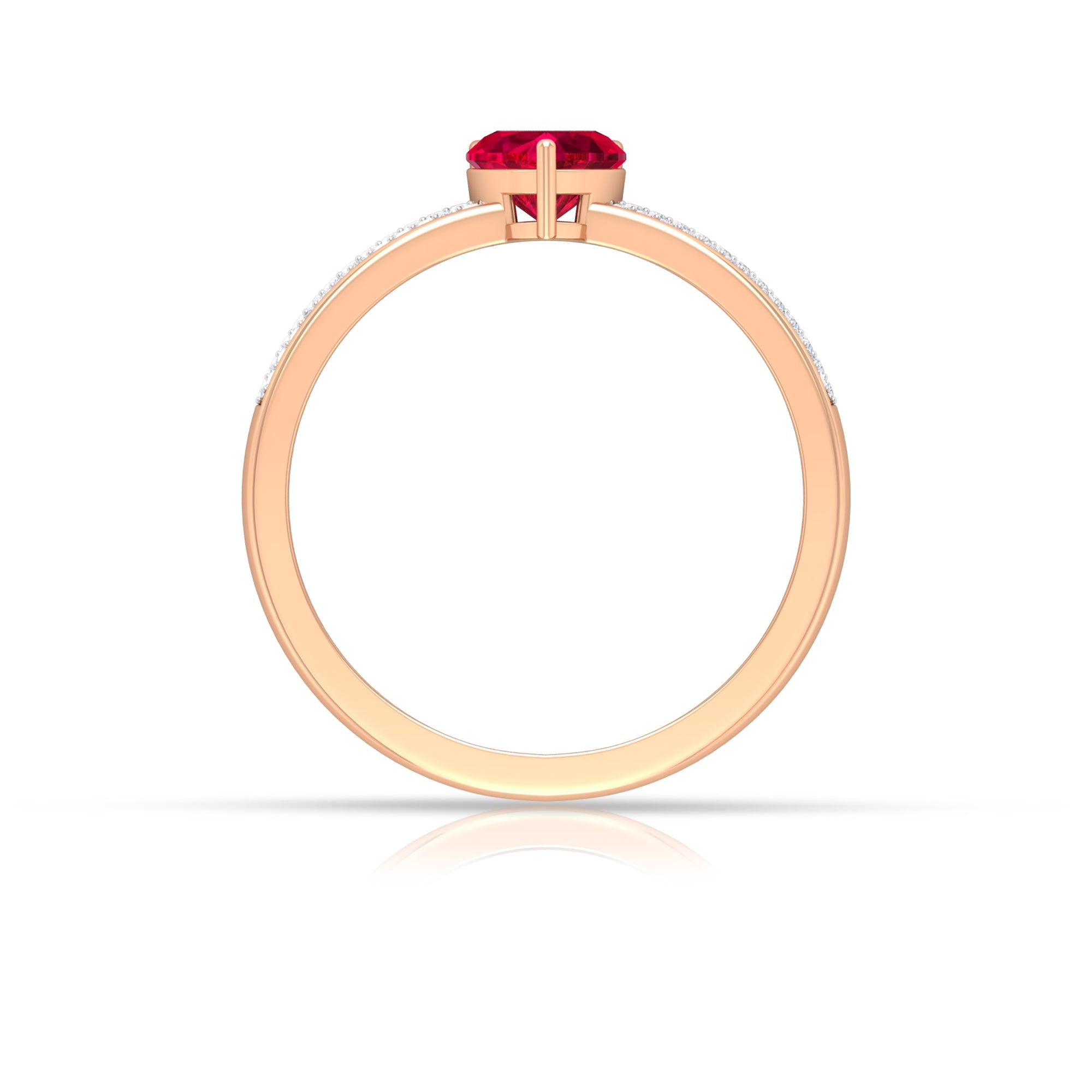 Genuine 0.6 Carat Ruby Heart Engagement Ring with Diamond