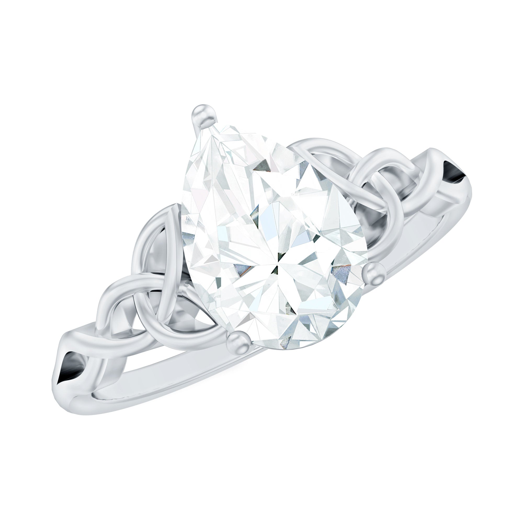 Pear Cut 0.79 Carat Moissanite Celtic Engagement Ring