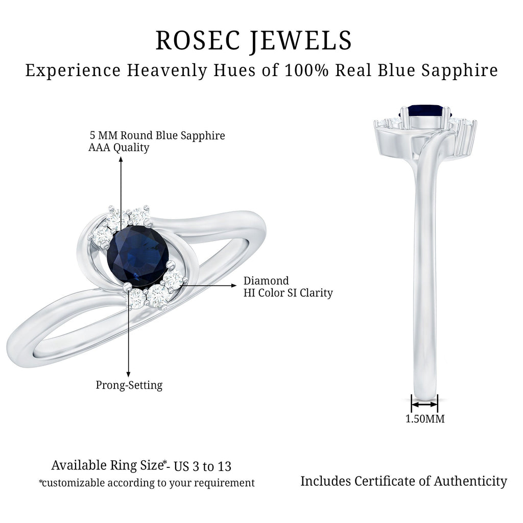 Certified 0.9 Carat Blue Sapphire and Diamond Proposal Ring