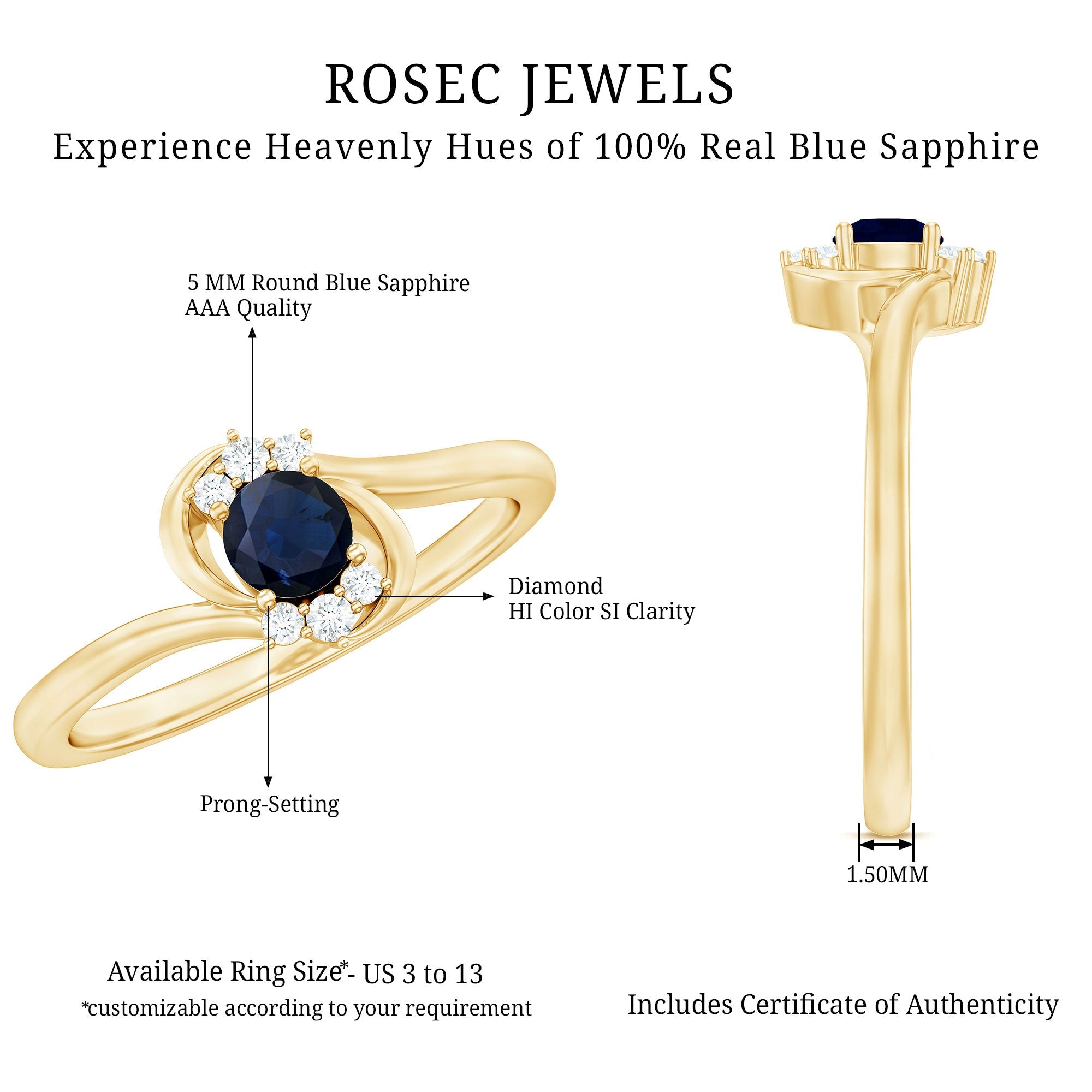 Certified 0.9 Carat Blue Sapphire and Diamond Proposal Ring