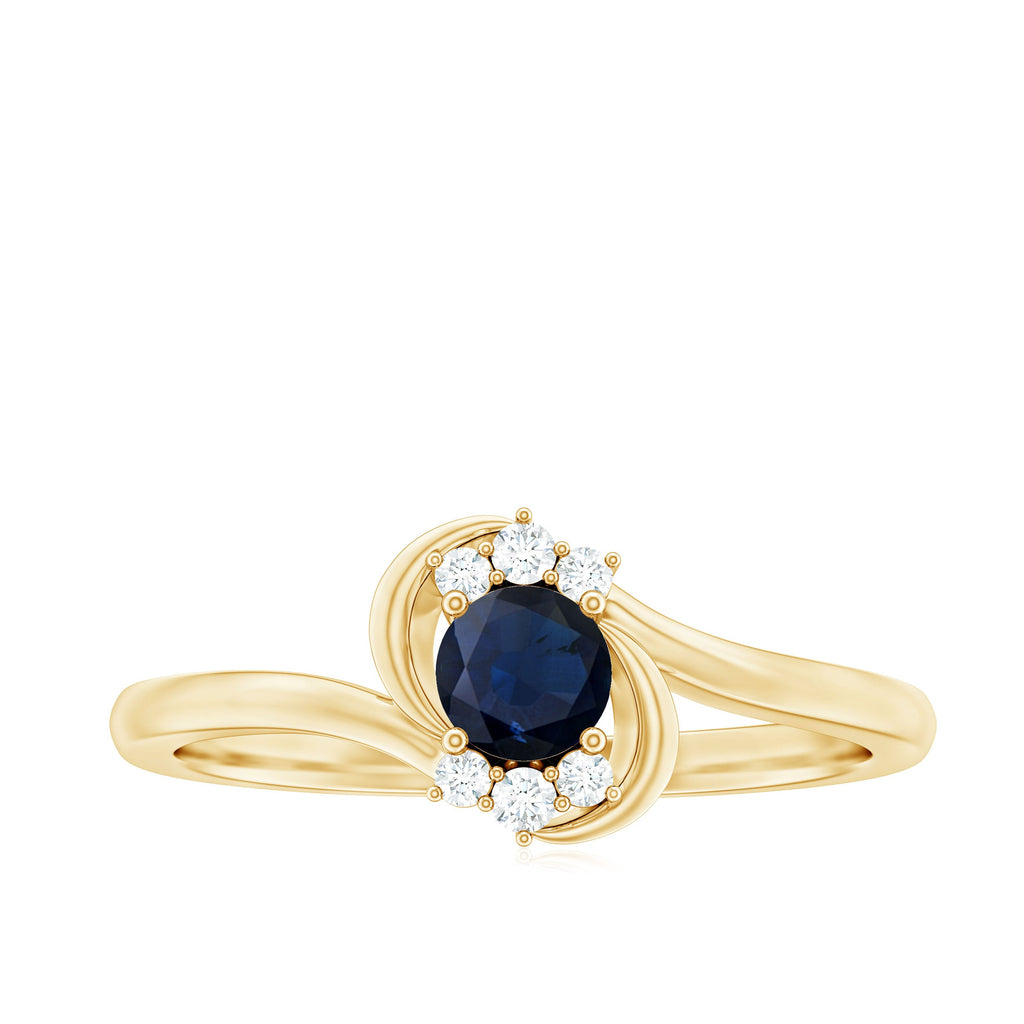 Certified 0.9 Carat Blue Sapphire and Diamond Proposal Ring