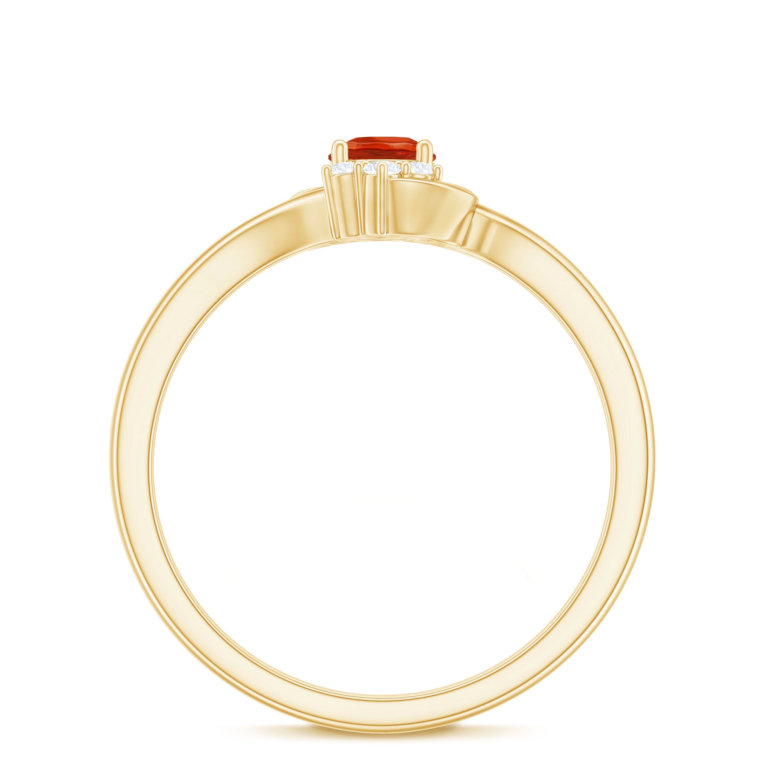 1/4 Ct Fire Opal and Diamond Bypass Promise Ring