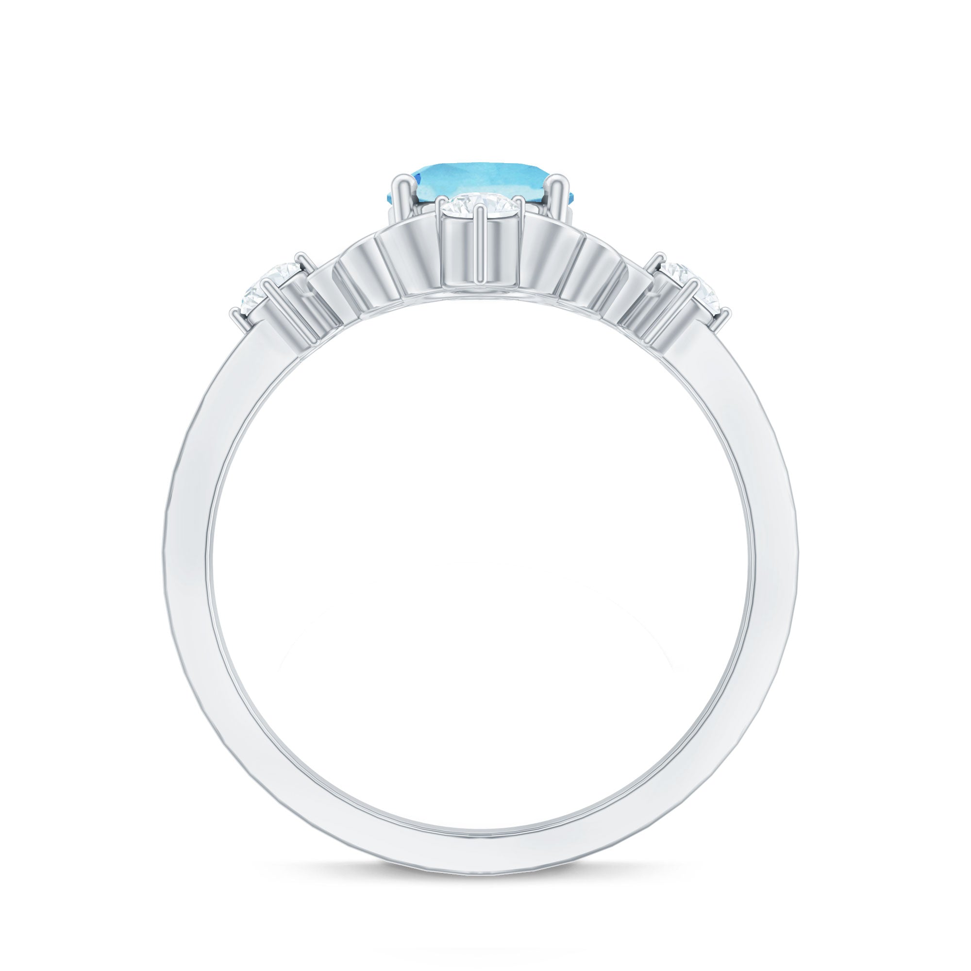 Art Deco Style 1 Carat Oval Shape Aquamarine and Diamond Cocktail Ring