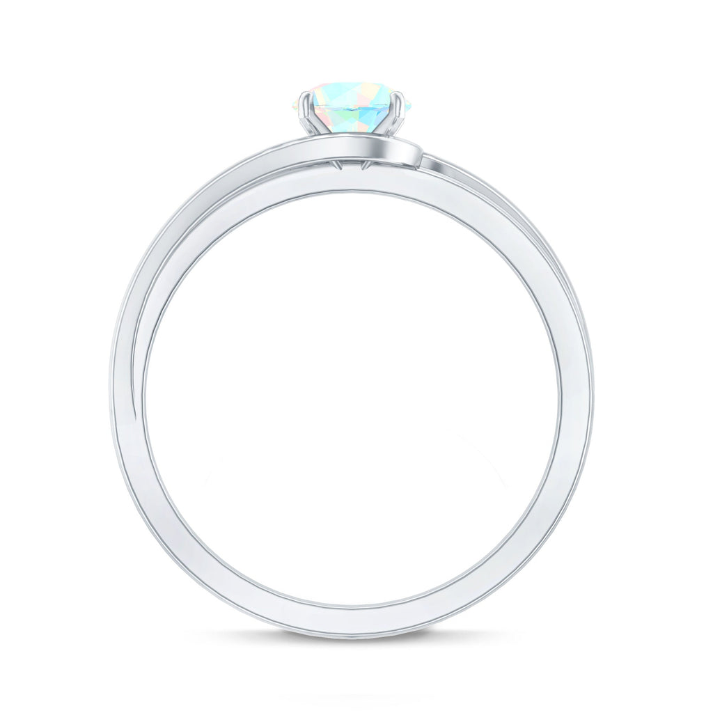 Natural Ethiopian Opal Solitaire Ring with Bypass Shank