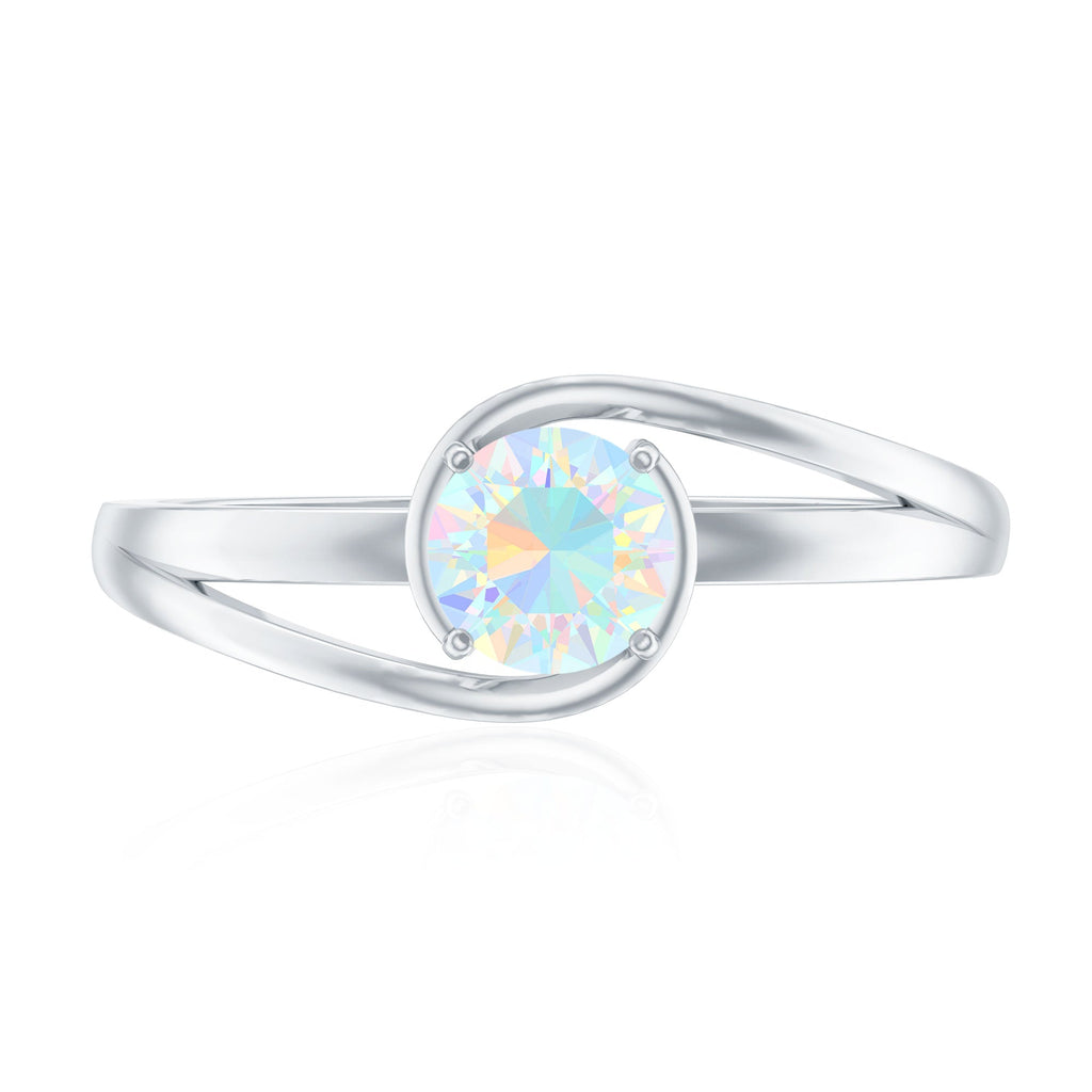 Natural Ethiopian Opal Solitaire Ring with Bypass Shank