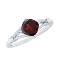 3.2 Carat Genuine Garnet Diamond Cushion Cut Engagement Ring with Split Shank