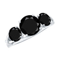 Natural Black Spinel 3 Stone Engagement Ring for Women