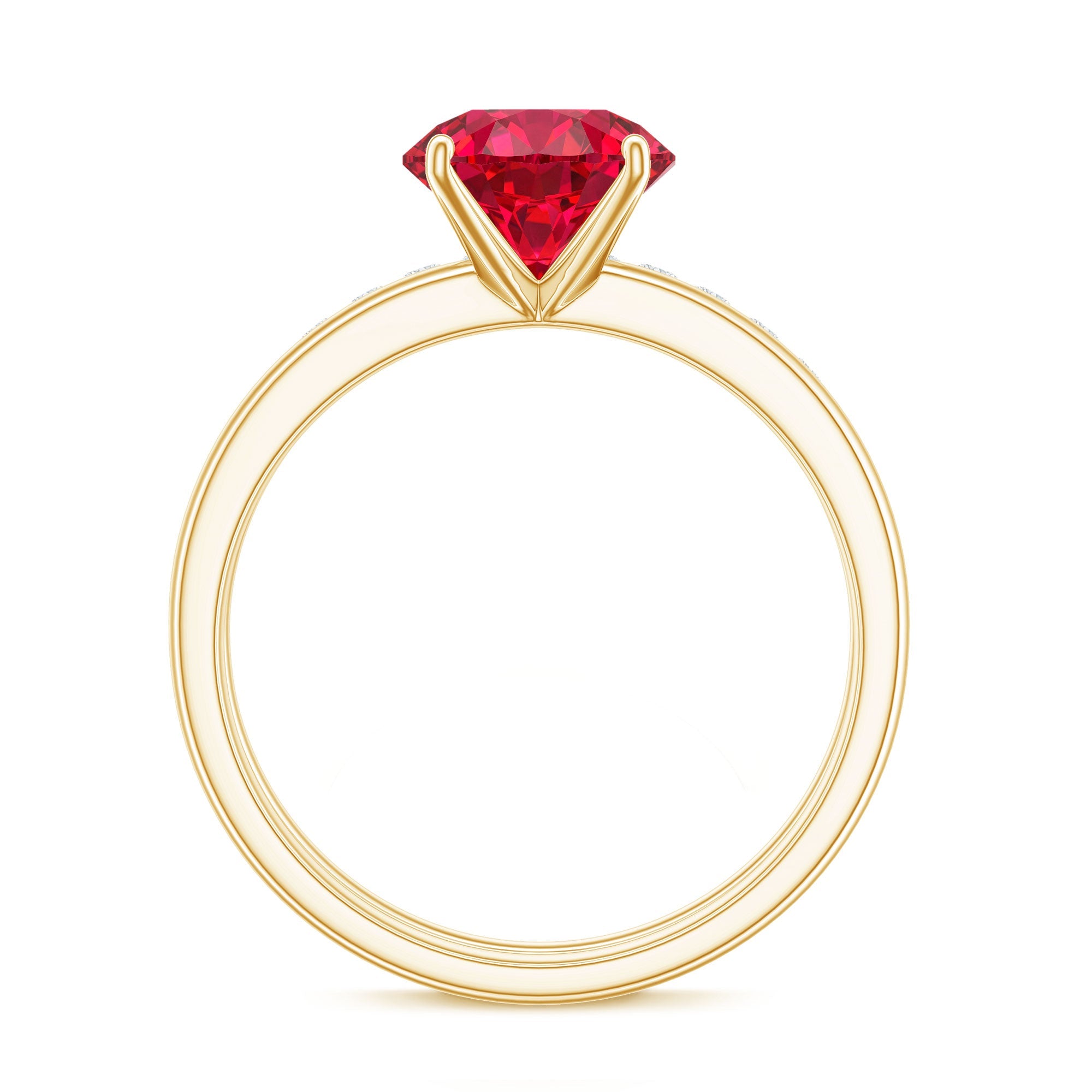 3 CT Solitaire Created Ruby Wedding Ring Set with Diamond
