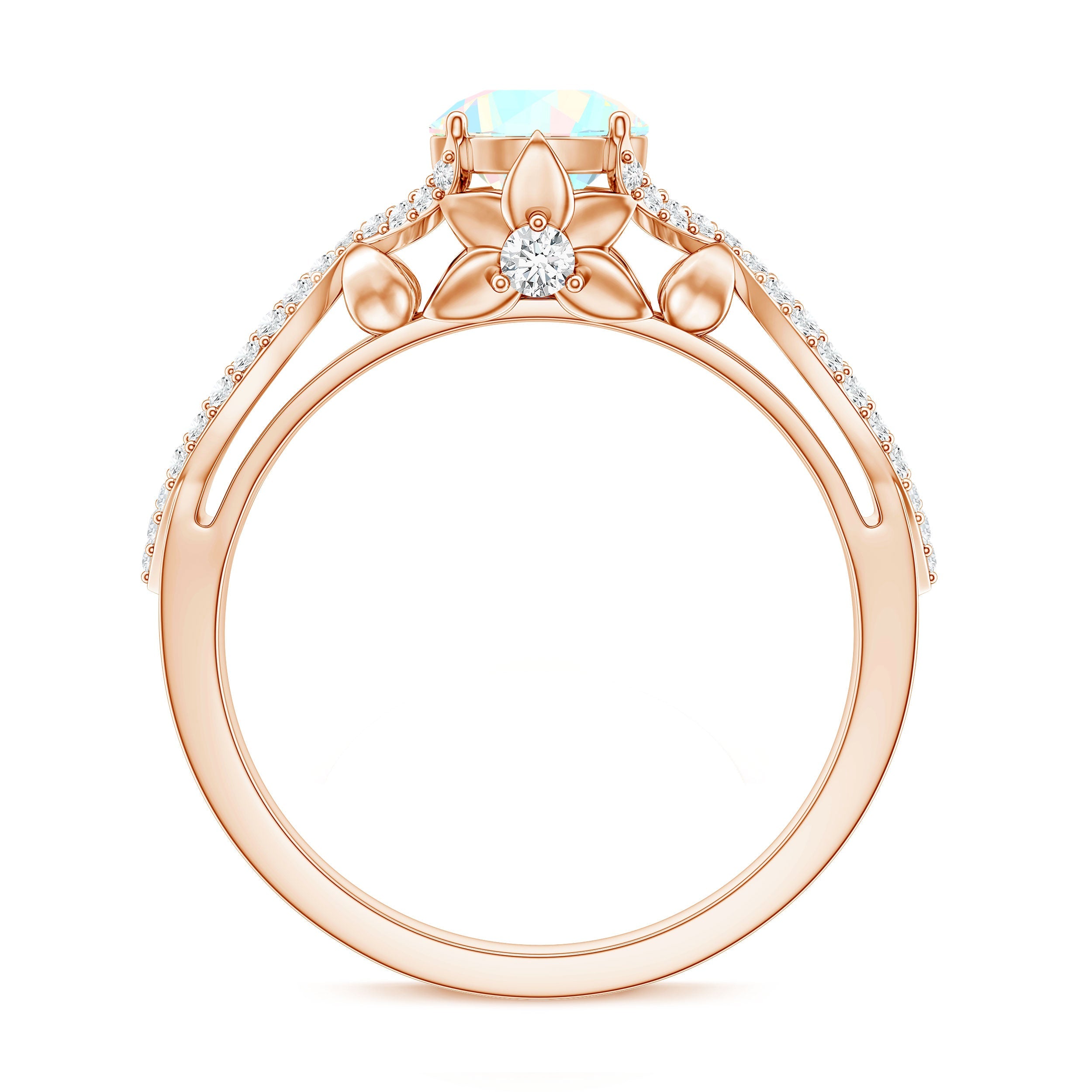Ethiopian Opal and Diamond Engagement Ring with Crossover Shank