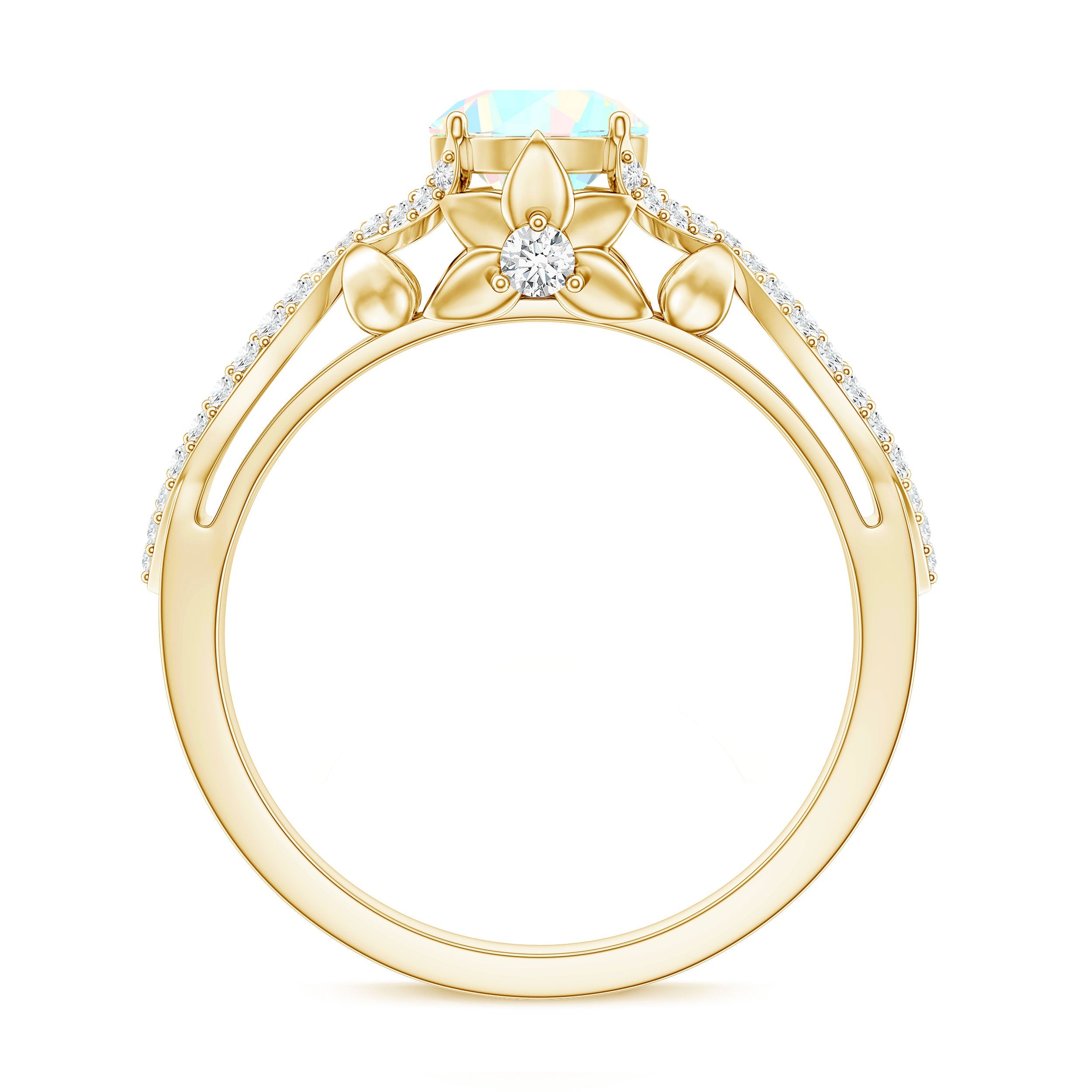 Ethiopian Opal and Diamond Engagement Ring with Crossover Shank