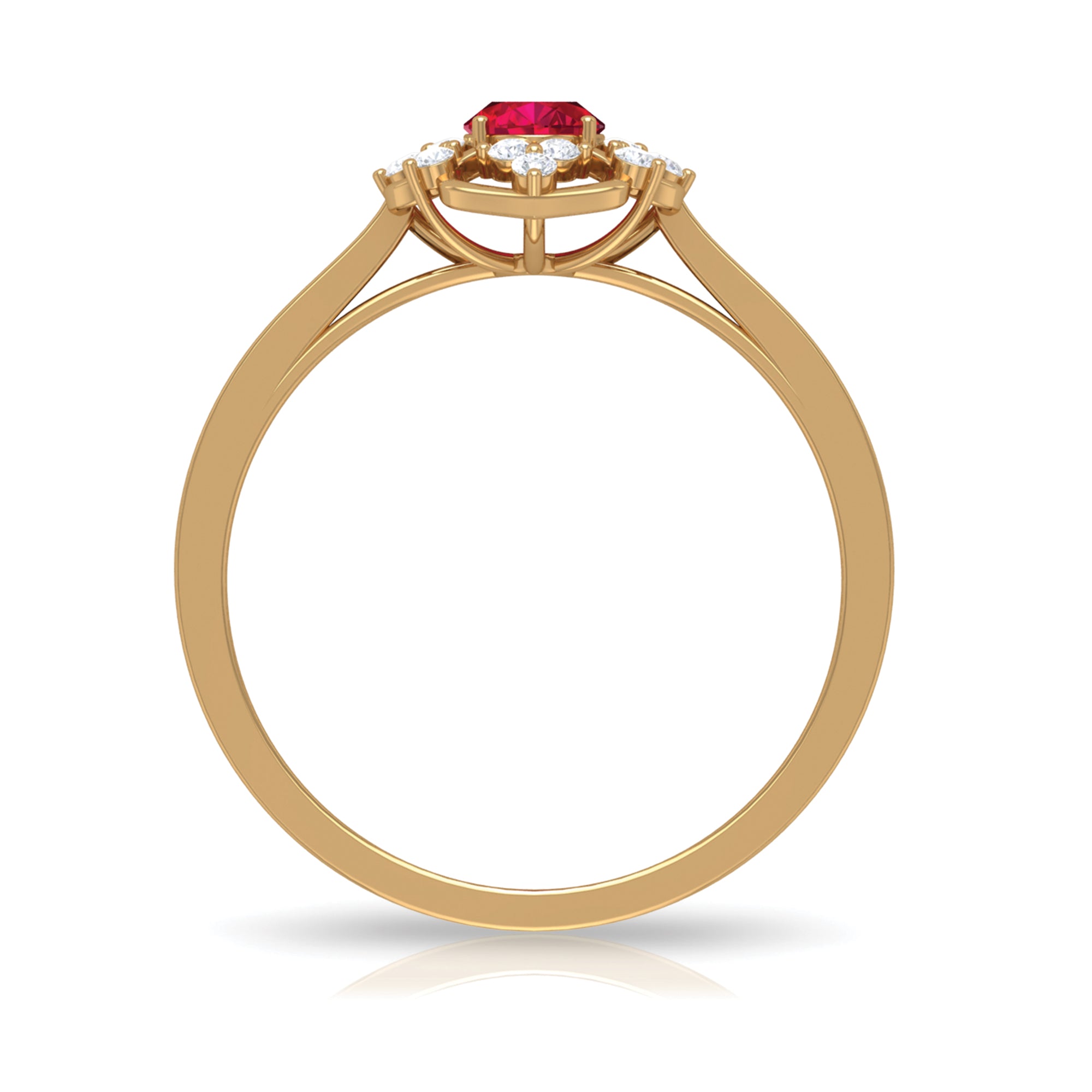 Vintage Style 0.6 Carat Ruby Oval Engagement Ring with Diamond