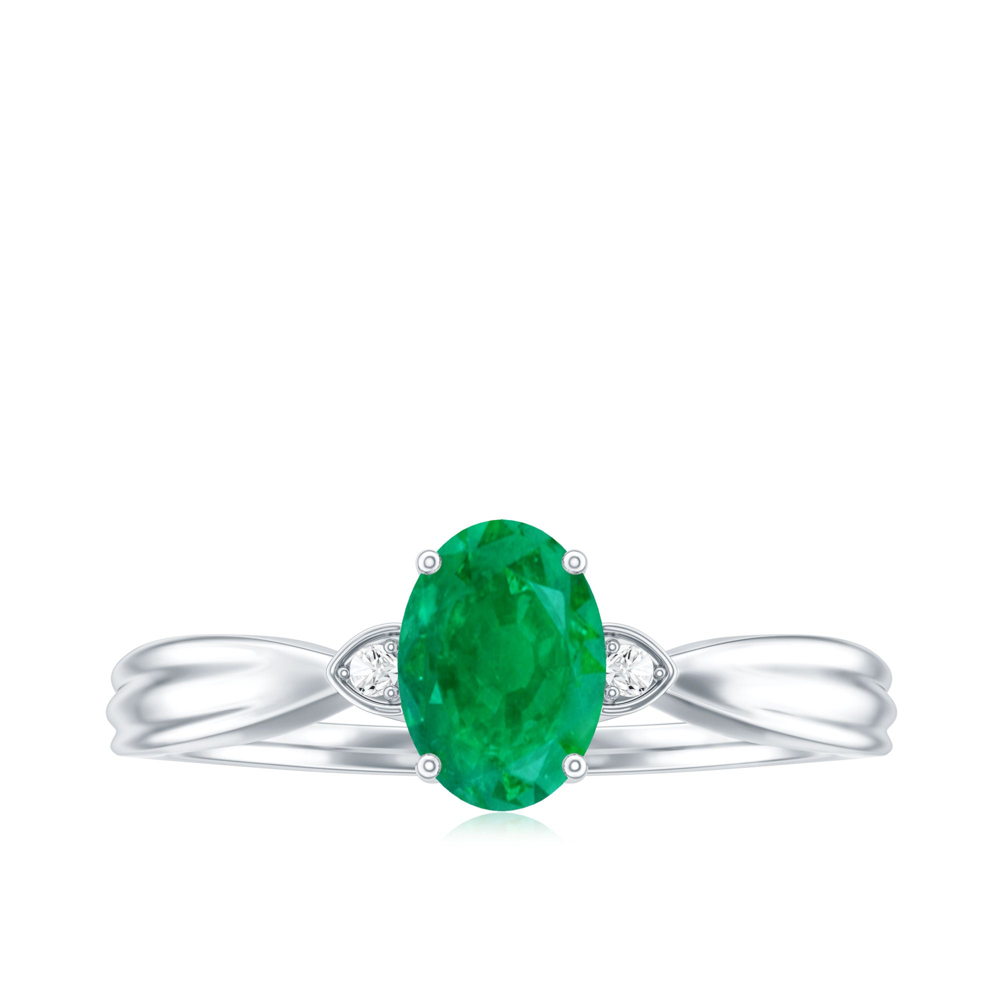 5X7 mm Oval Cut Emerald Vintage Engagement Ring with Diamond