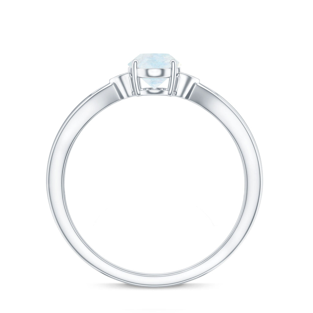 1 CT Oval Cut Moonstone Solitaire Ring with Diamond