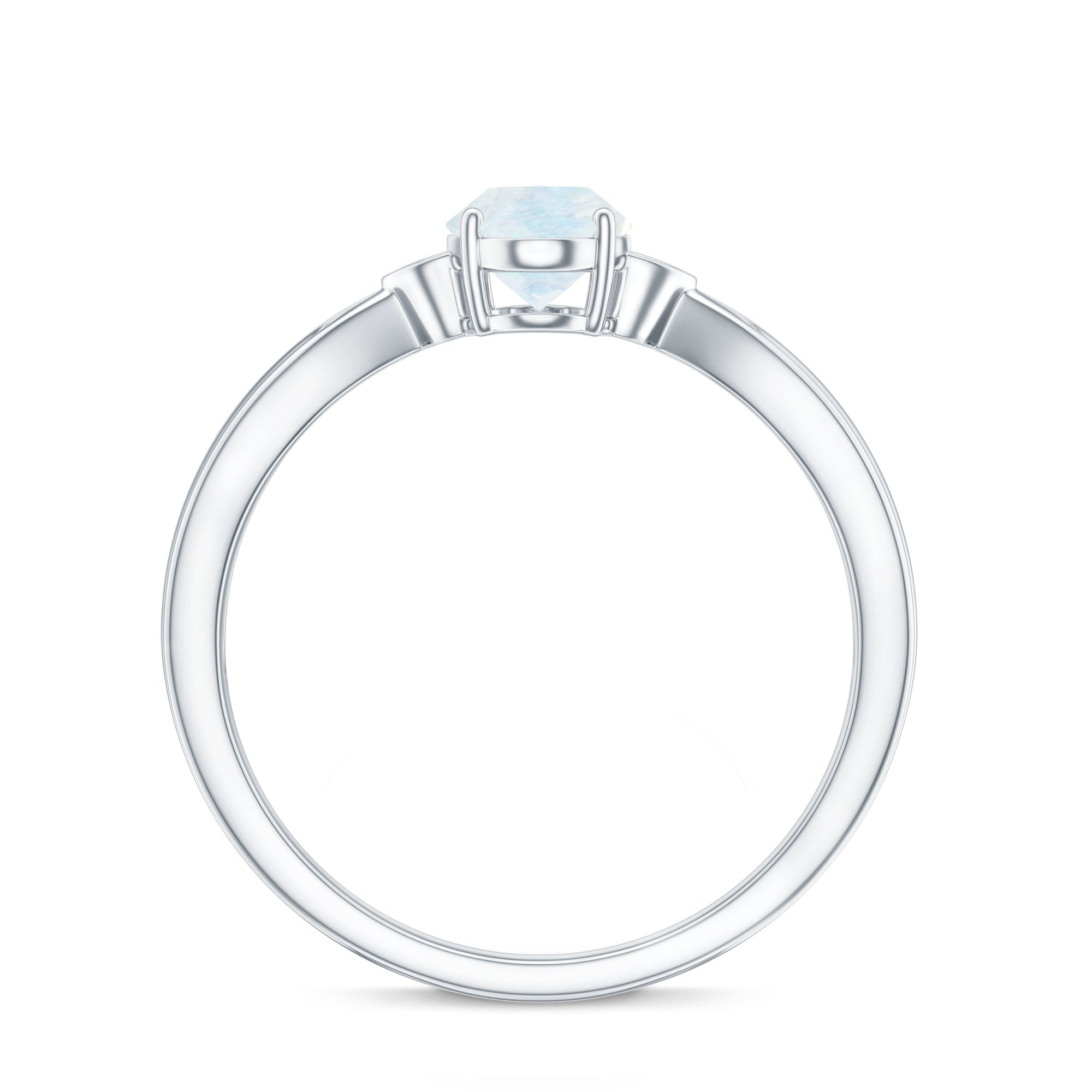 1 CT Oval Cut Moonstone Solitaire Ring with Diamond