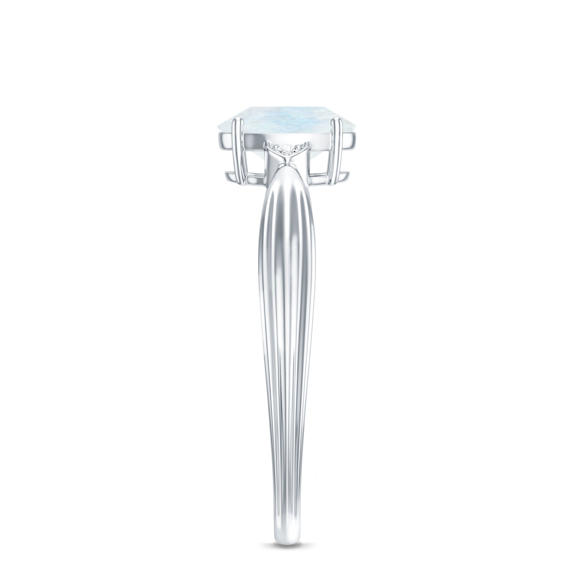 1 CT Oval Cut Moonstone Solitaire Ring with Diamond