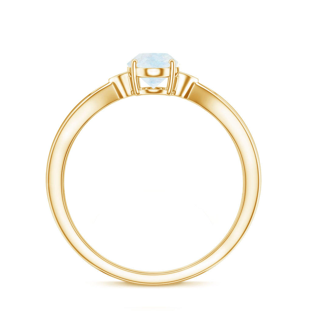 1 CT Oval Cut Moonstone Solitaire Ring with Diamond