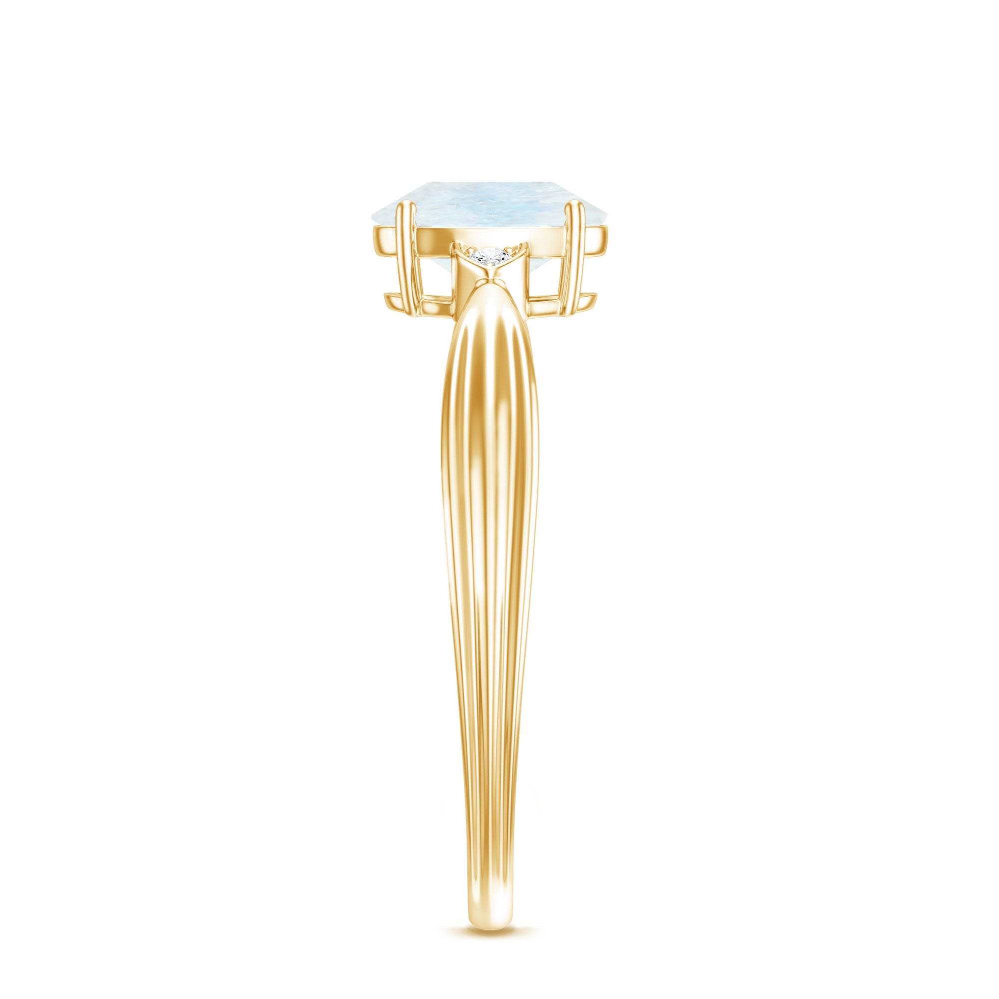 1 CT Oval Cut Moonstone Solitaire Ring with Diamond
