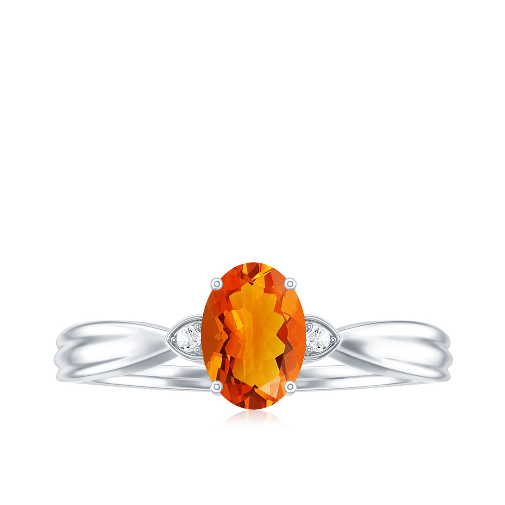 3/4 CT Oval Shape Fire Opal Engagement Ring with Diamond