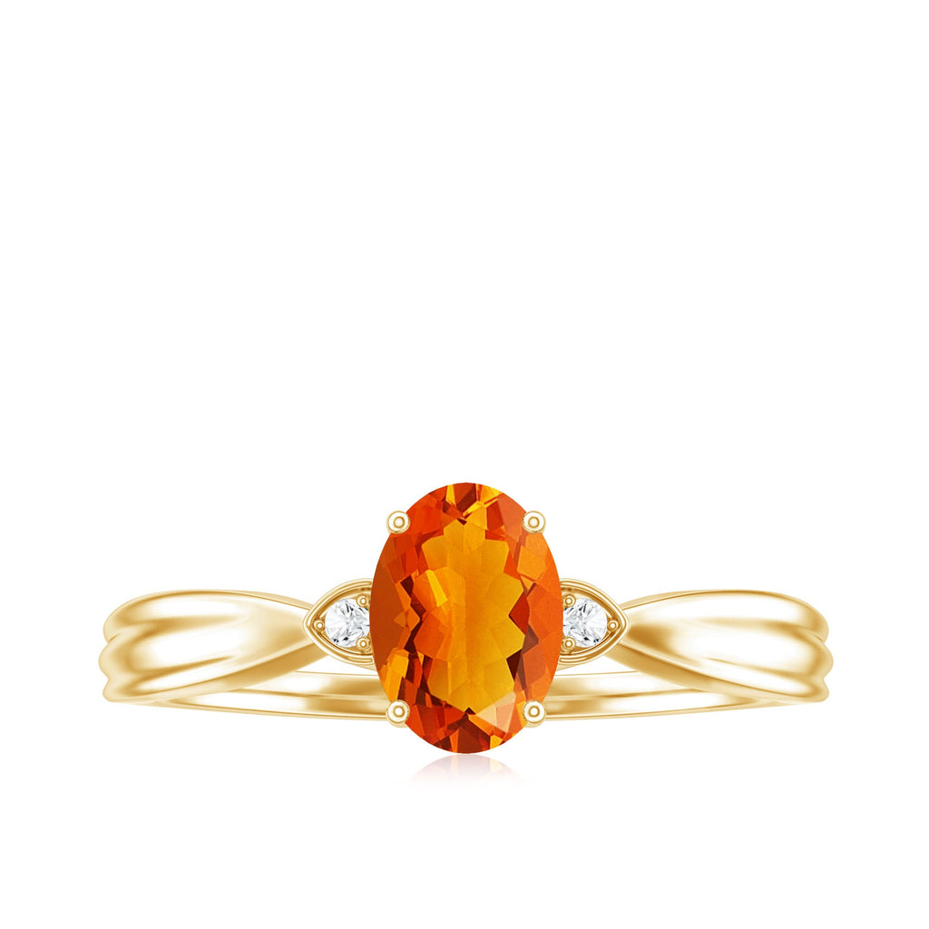 3/4 CT Oval Shape Fire Opal Engagement Ring with Diamond