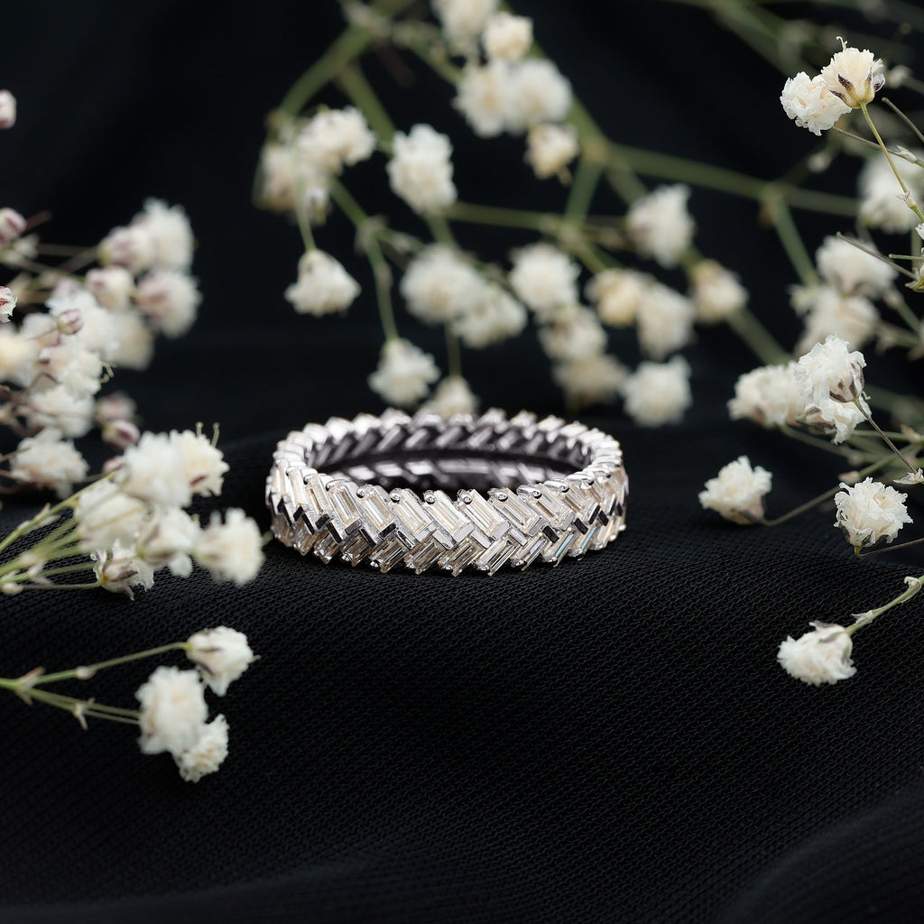 Baguette Cut Moissanite Eternity Band Ring