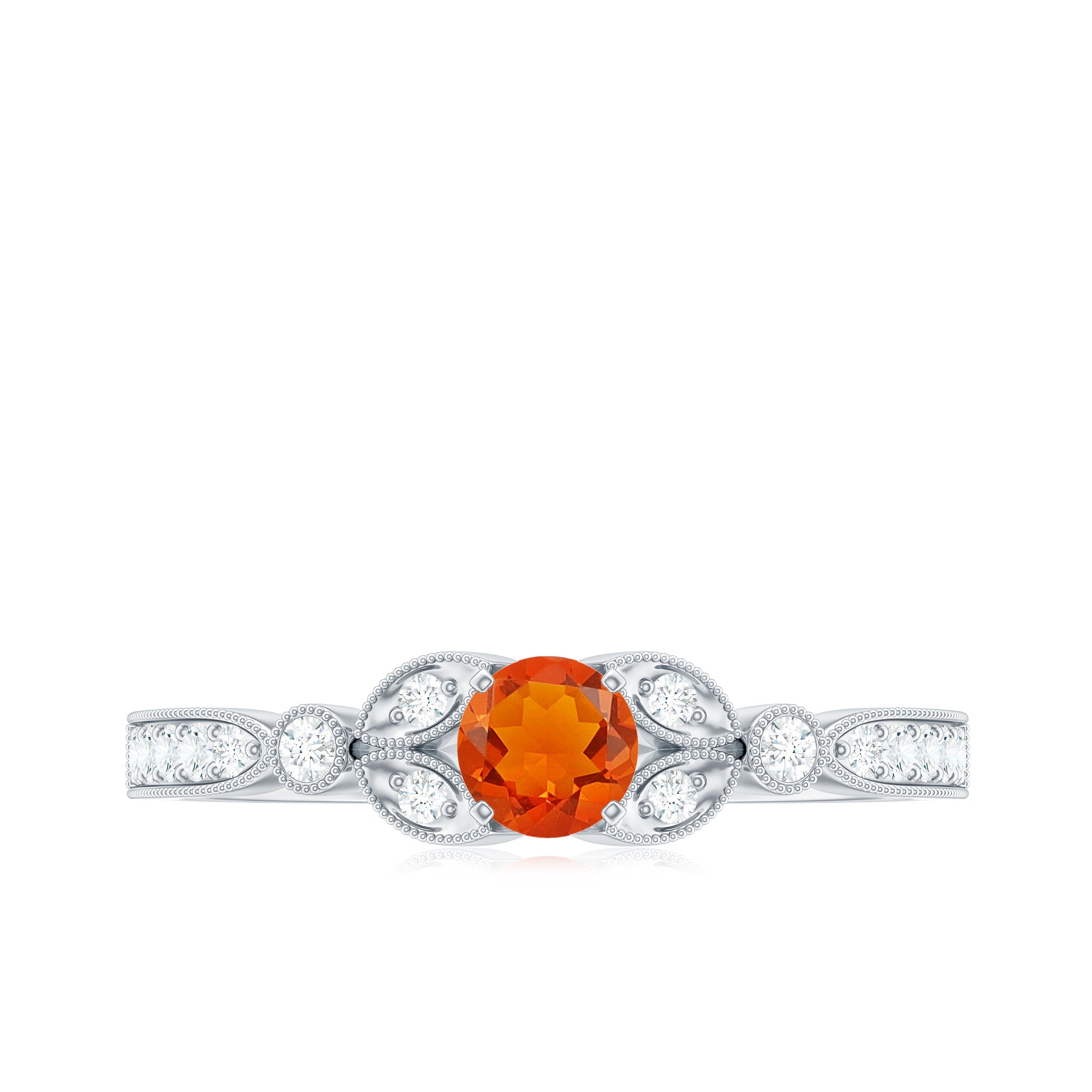 Minimal Fire Opal and Diamond Promise Ring