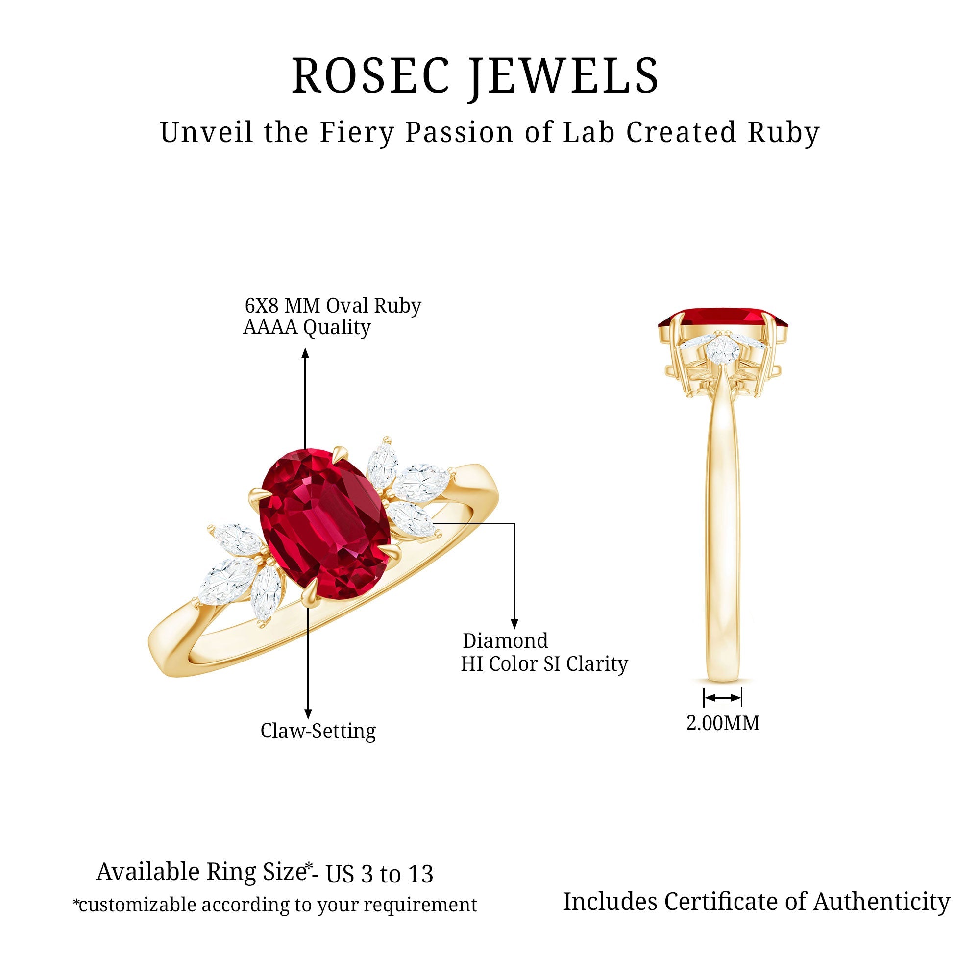 1.5 Carat Lab Created Ruby Oval Engagement Ring with Diamonds