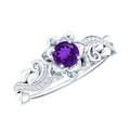 1/2 CT Floral Inspired Amethyst and Diamond Engagement Ring