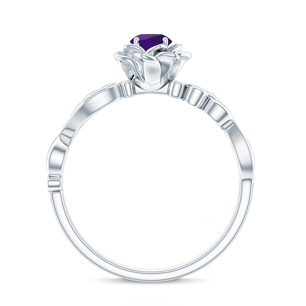 1/2 CT Floral Inspired Amethyst and Diamond Engagement Ring