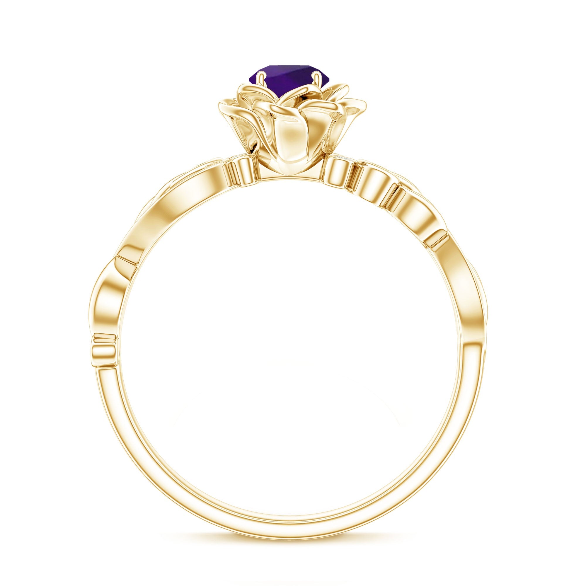 1/2 CT Floral Inspired Amethyst and Diamond Engagement Ring
