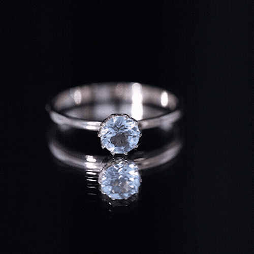0.8 Carat Round Cut Aquamarine Solitaire Engagement Ring