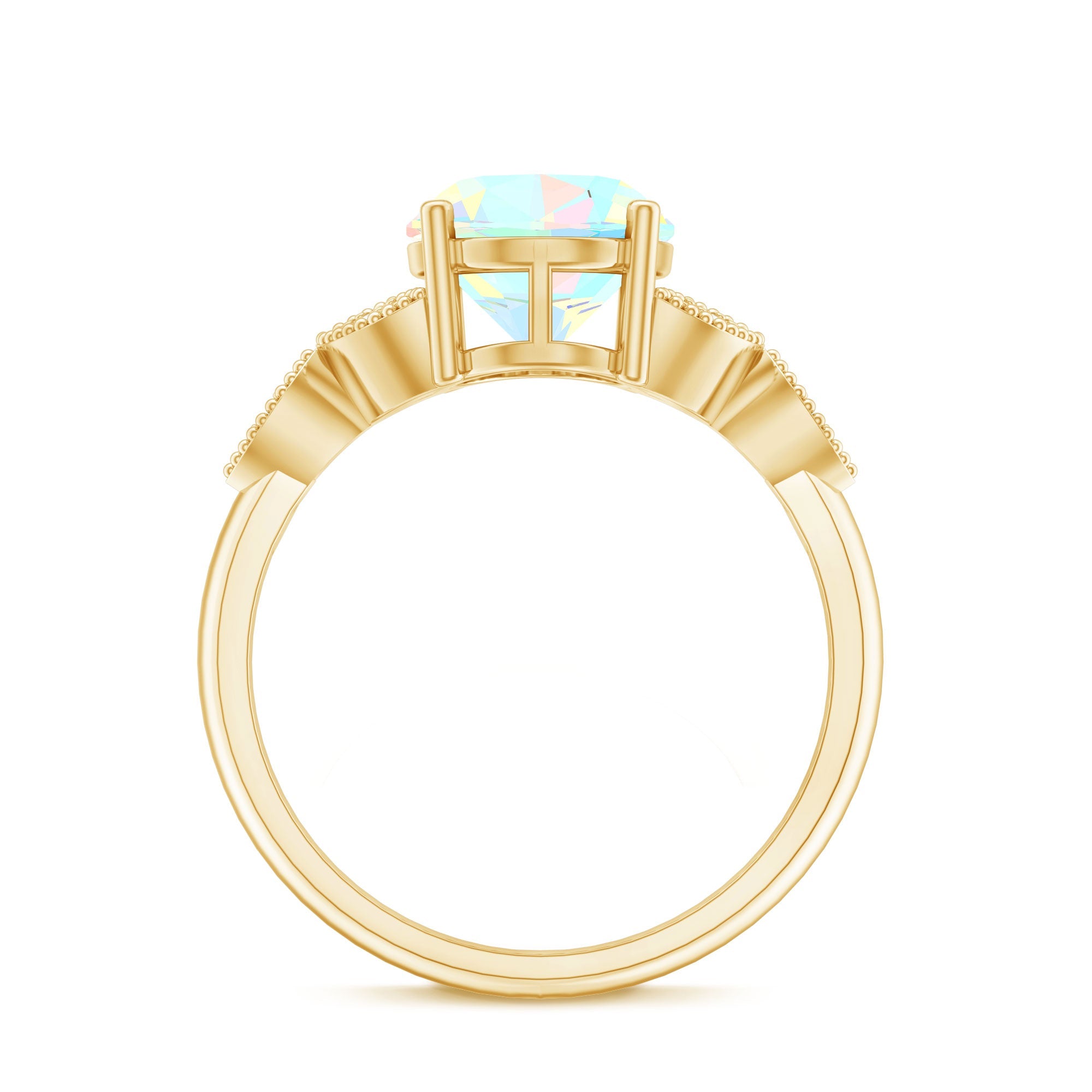 1.3 Carat Vintage Style Ethiopian Opal Oblong Engagement Ring with Diamond