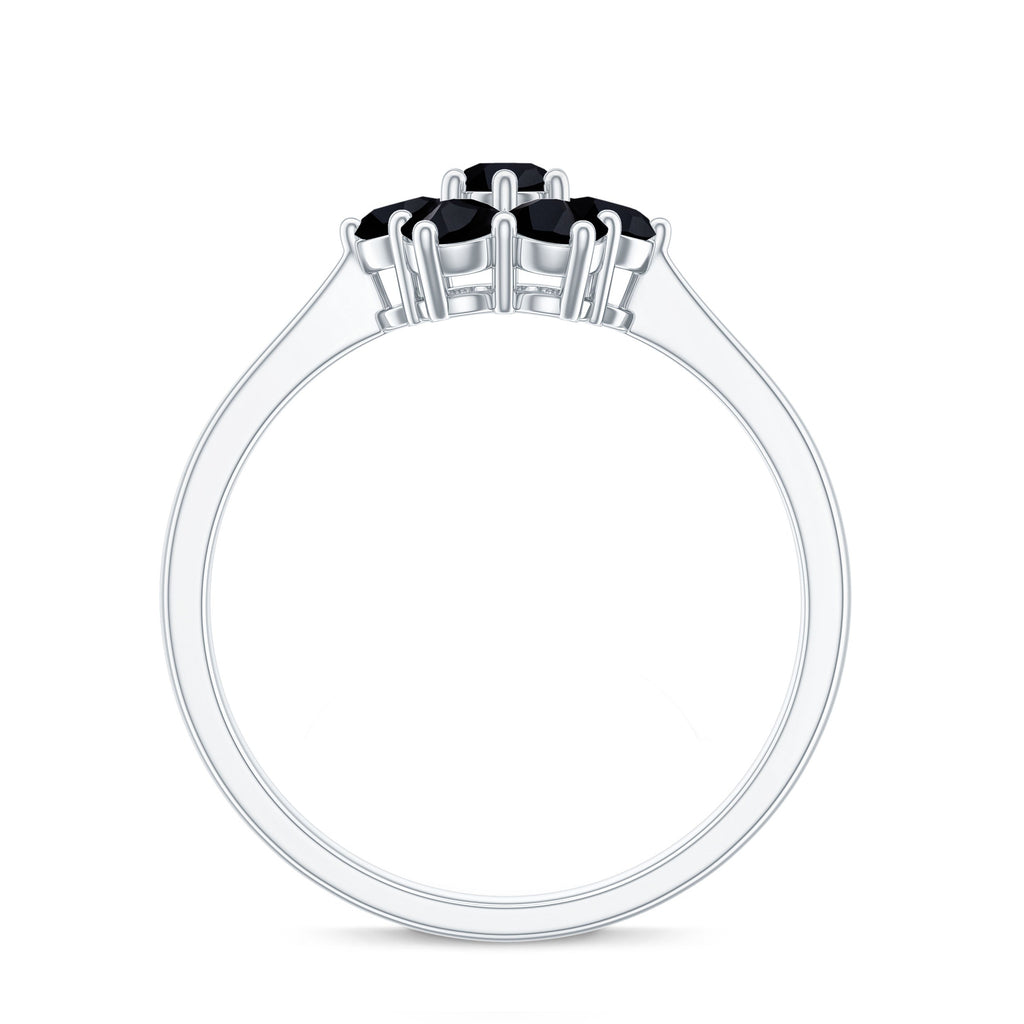 Natural Black Spinel Flower Engagement Ring with Certificate
