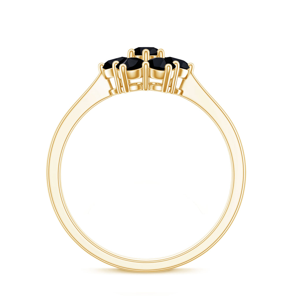 Natural Black Spinel Flower Engagement Ring with Certificate