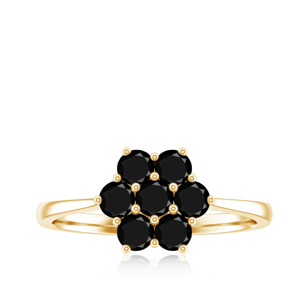 Natural Black Spinel Flower Engagement Ring with Certificate