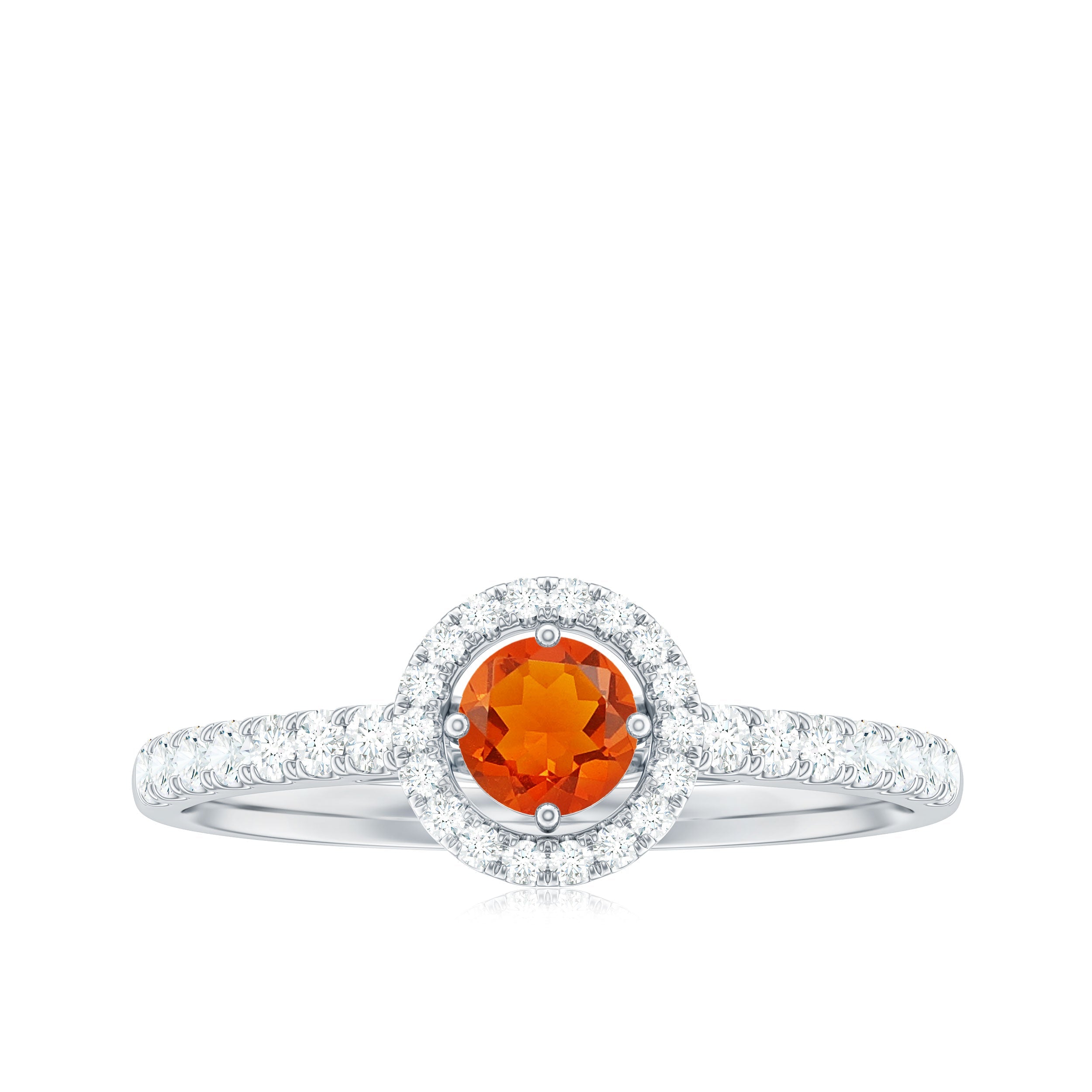 0.75 CT Fire Opal and Diamond Halo Engagement Ring