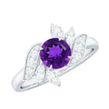 Nature Inspired 1 Carat Amethyst Engagement Ring with Diamond