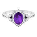 Solitaire Amethyst Engagement Ring with Diamond Accent