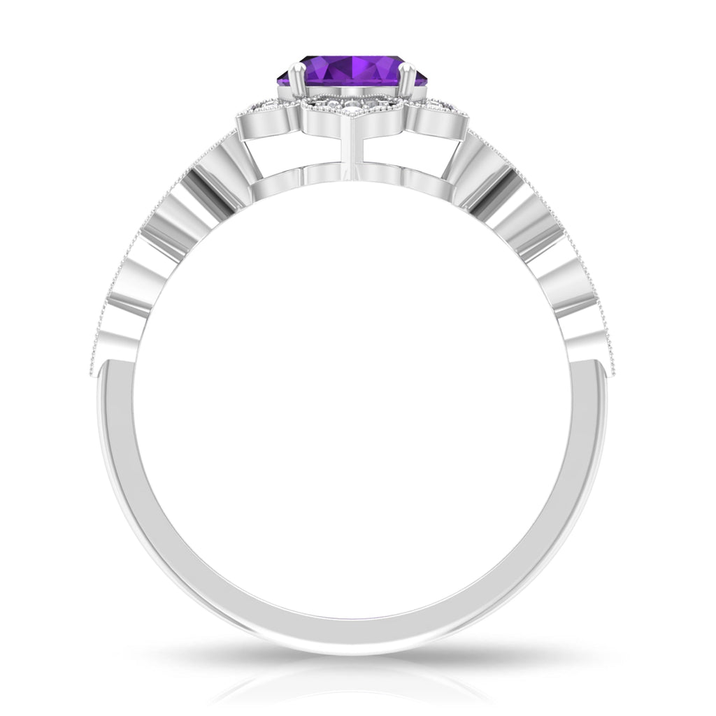 Solitaire Amethyst Engagement Ring with Diamond Accent