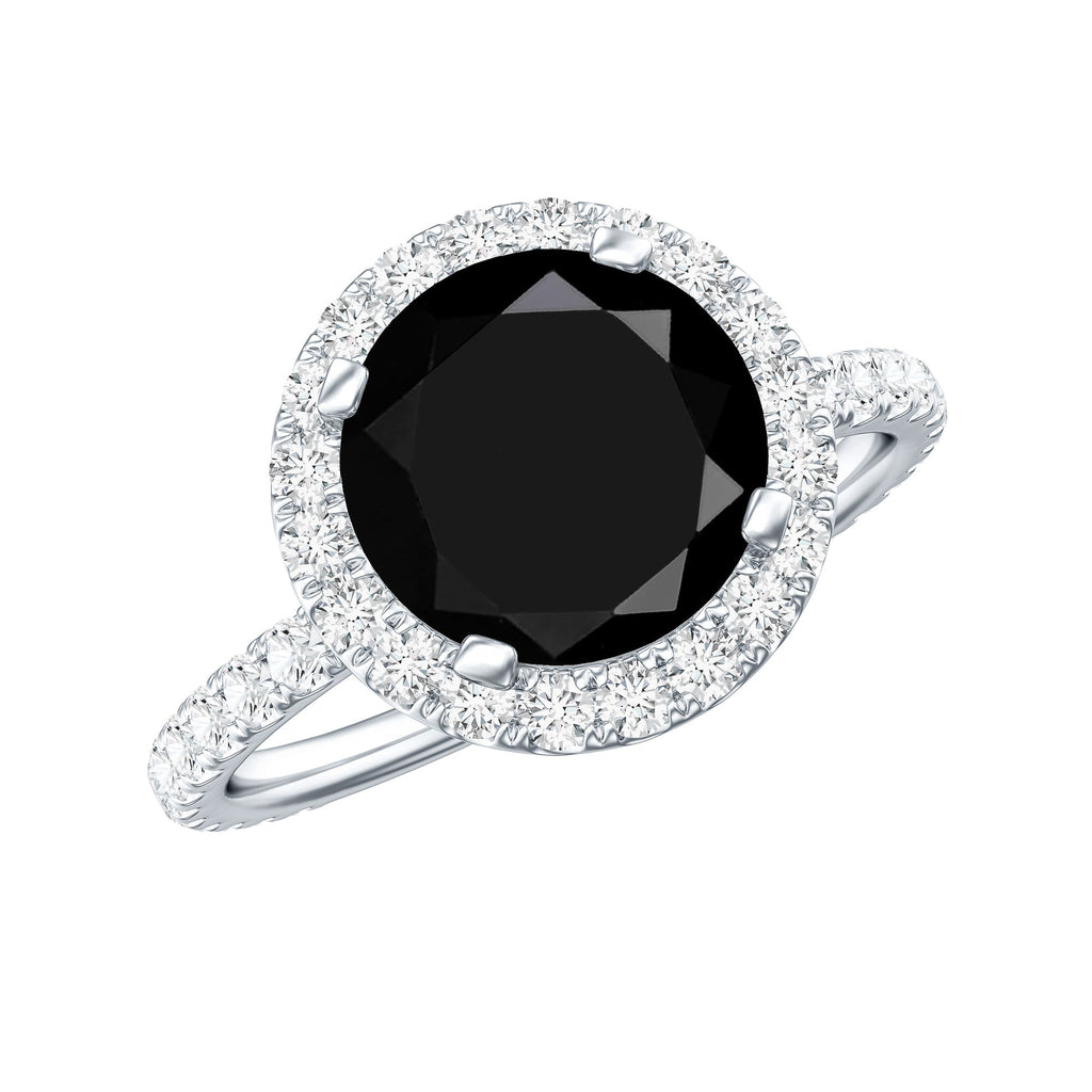 Certified 2 Carat Lab Grown Black and White Diamond Engagement Ring with Halo