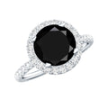 Certified 2 Carat Lab Grown Black and White Diamond Engagement Ring with Halo