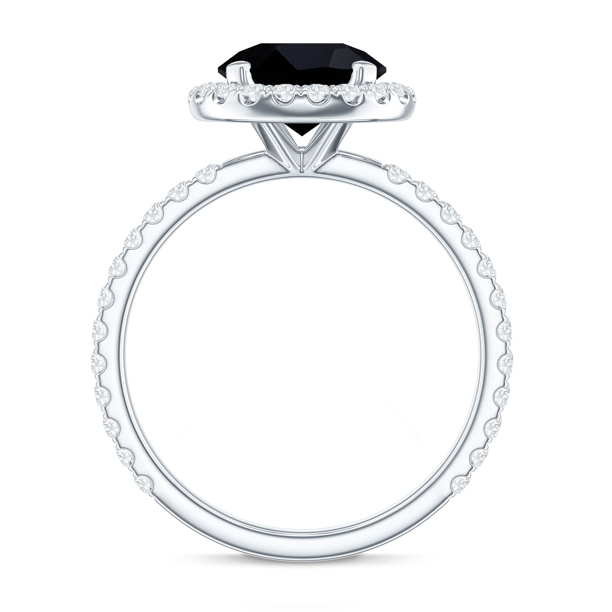 Certified 2 Carat Lab Grown Black and White Diamond Engagement Ring with Halo