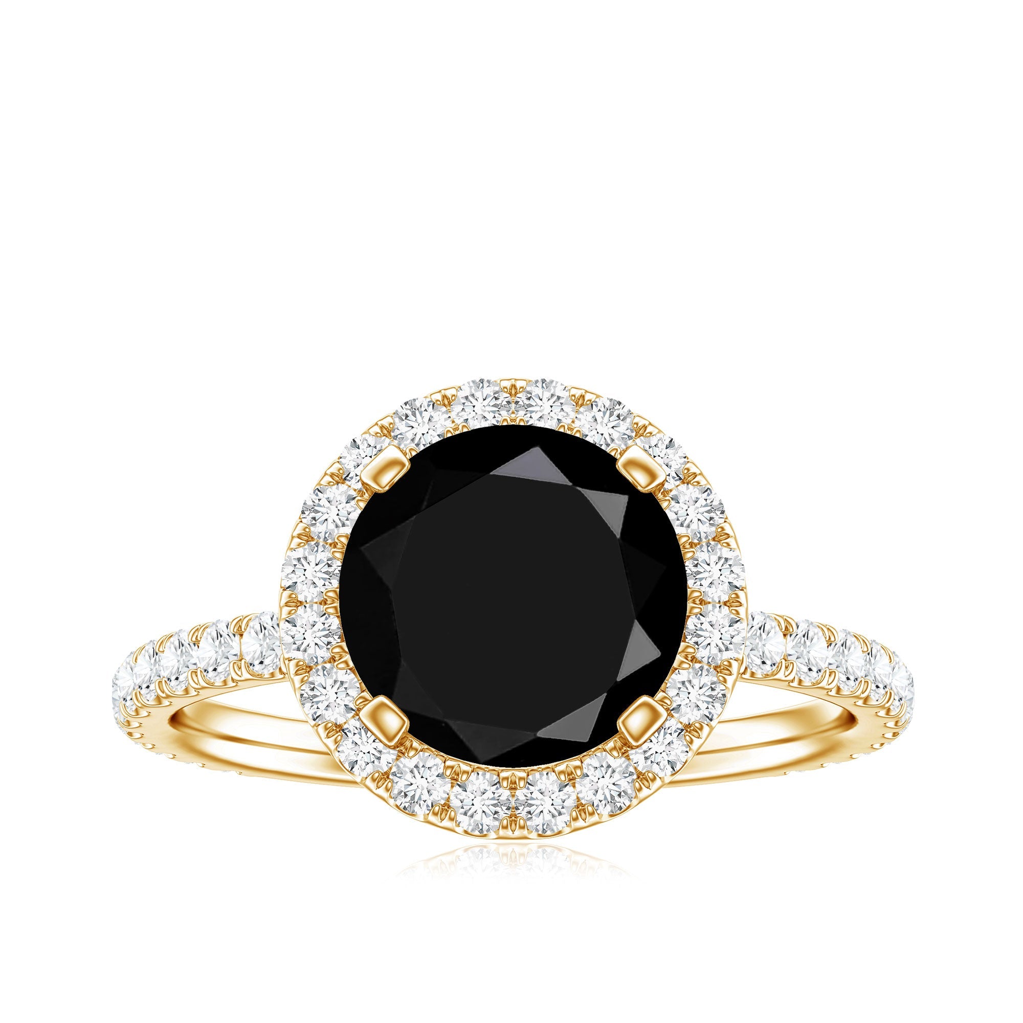 Certified 2 Carat Lab Grown Black and White Diamond Engagement Ring with Halo