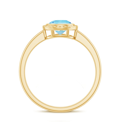 0.8 Carat Bezel Set Round Aquamarine Solitaire Promise Ring